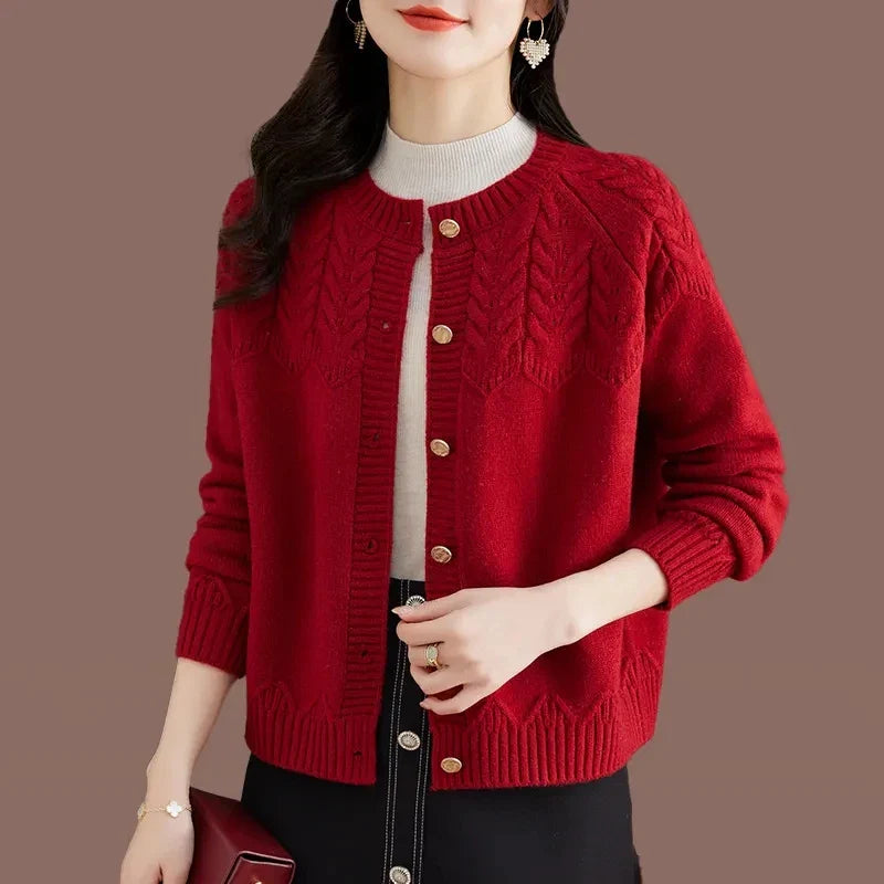 Wool Blend Relaxed Fit Cardigan Sweater