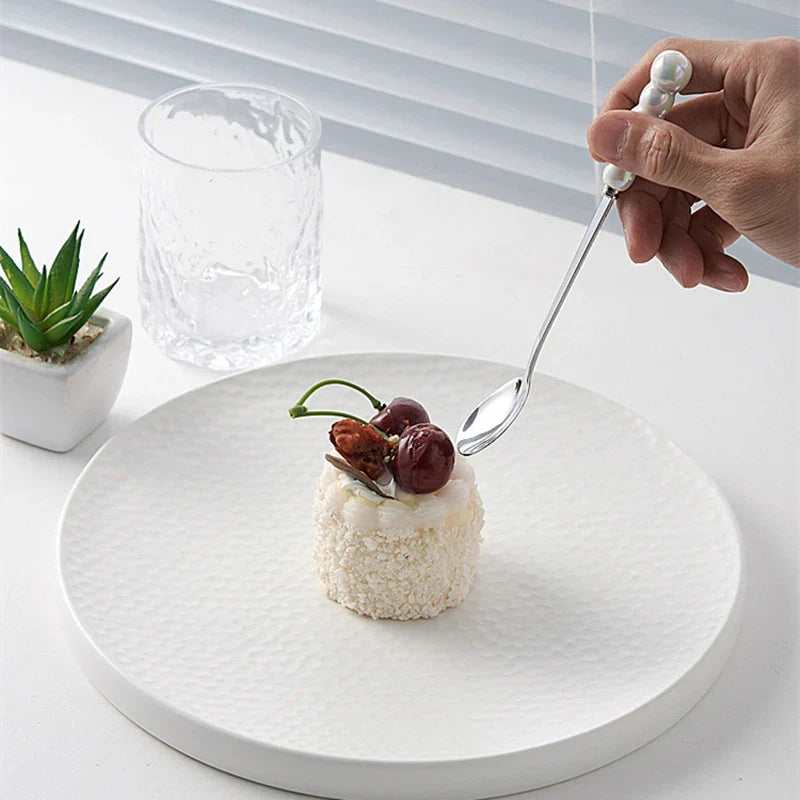 Stainless Steel Beaded Pearlescent Handle Flatware Set