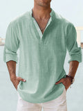Men's Shirt - Relaxed Fit - Long-Sleeved - Sustainable Lightweight Fabric - Grandad Collar