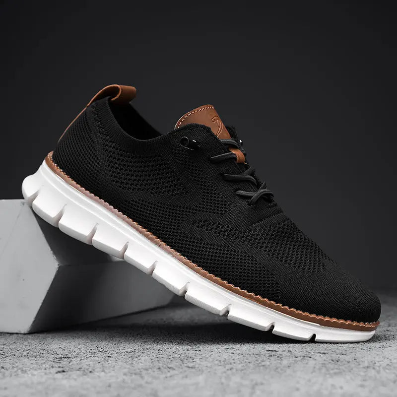 Men's Sneakers - Breathable Knit - Lightweight Rubber Sole - Lace-up Closure Comfort
