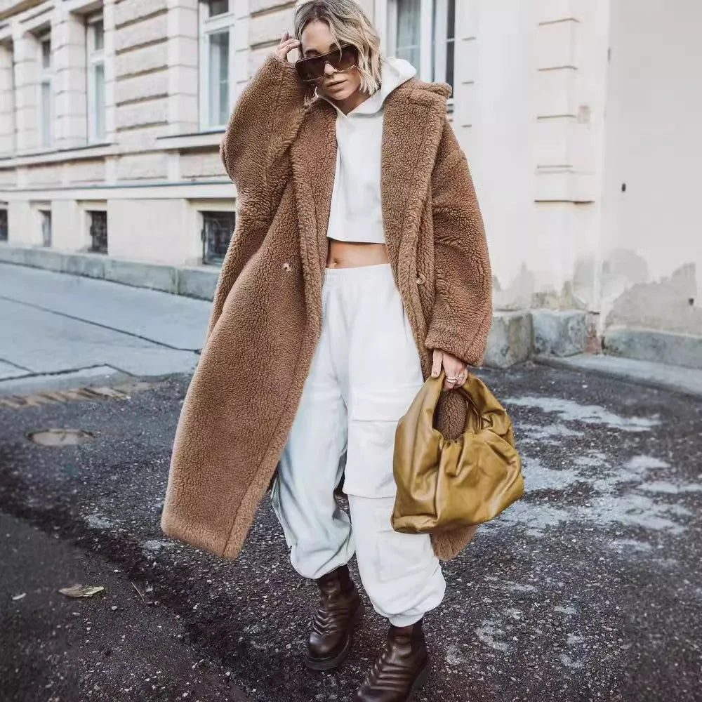 Oversized Plush Fuzzy Longline Coat