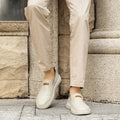 Men's Moccasins – Leather Slip-On – Low Profile – Padded Sole – Casual Comfort