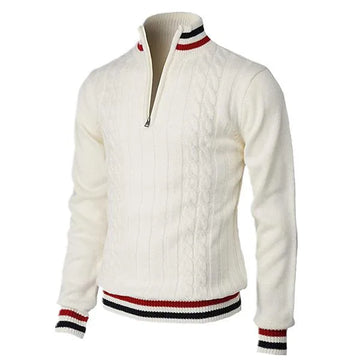 Wool Cable Knit Slim Fit Turtleneck Sweater