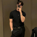 Men's Polo Shirt – Slim Fit – Ribbed Structure – Short Sleeve – Soft Breathable Comfort