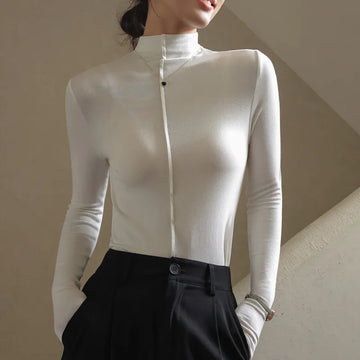 Slim Fit Stretch Turtleneck Top