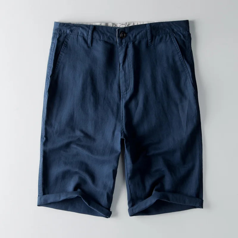 Herre Shorts – Bomuld Hør Mix – Afslappet Pasform – Knælange med Lommer