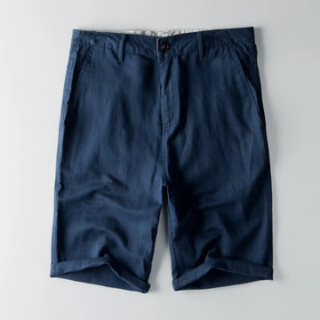 Knee Length Relaxed Fit Cotton Linen Blend Shorts