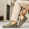 Men's Moccasins – Leather Slip-On – Low Profile – Padded Sole – Casual Comfort
