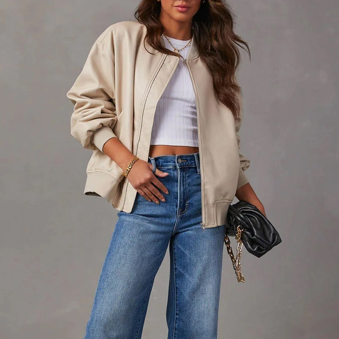 Oversized Glossy Finish Bomber Jacket