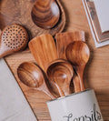 Teak Wood Tapered Handles Utensil Set