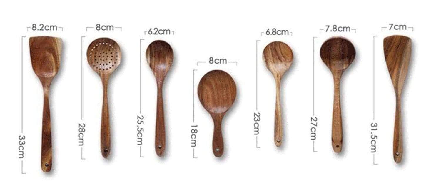 Teak Wood Tapered Handles Utensil Set