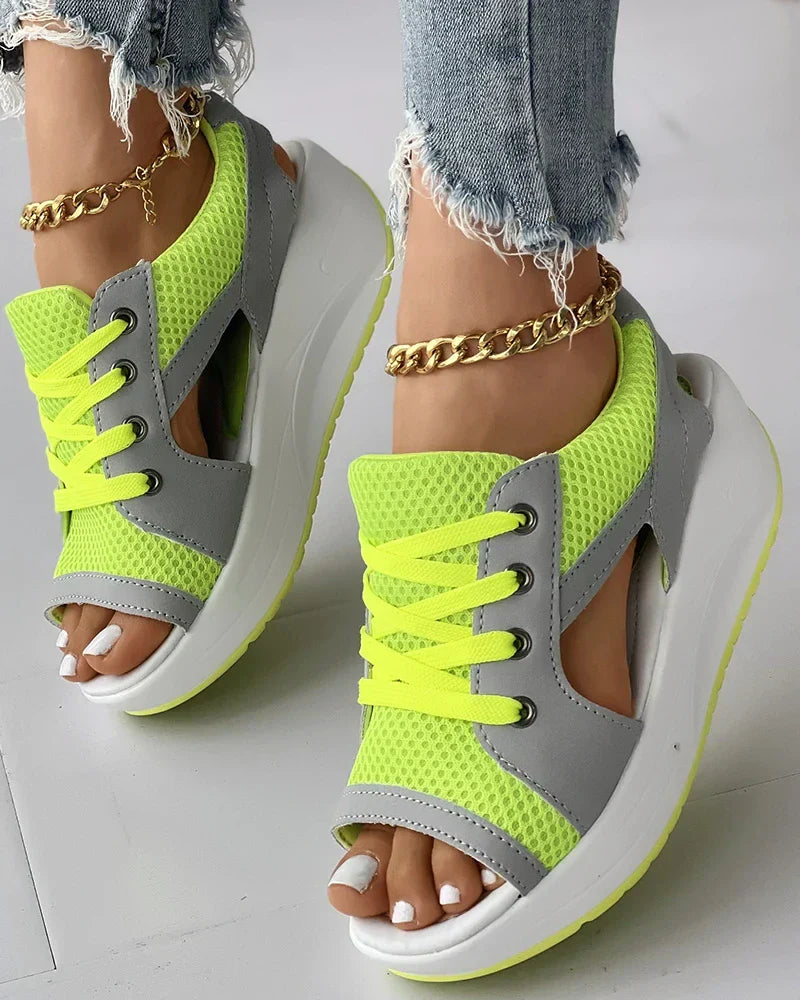 Comfort Sole Wedge Lace-Up Sandals