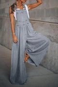 Women's Denim Overalls – Adjustable Straps – High Waist – Wide Leg Comfort