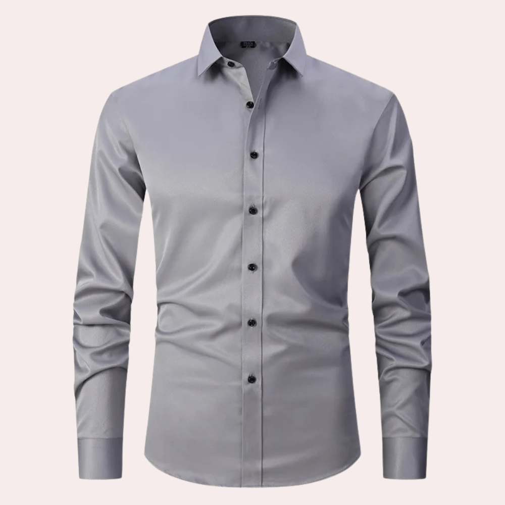 Herre Skjorte - Slim Fit - Langærmet - Klassisk Krave - Elegant til Formelle Anledninger