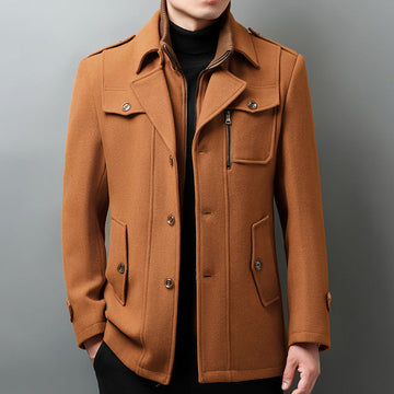 Wool Blend Structured Epaulette Jacket