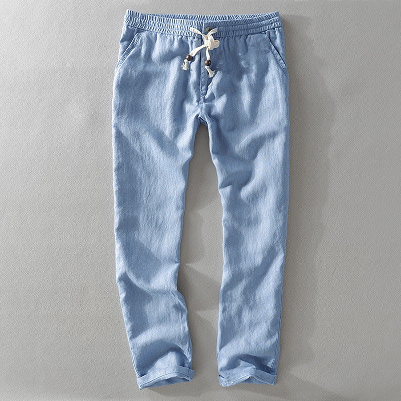Men's Trousers – Relaxed Fit – Adjustable Waist – Breathable Natural Material – Full Length