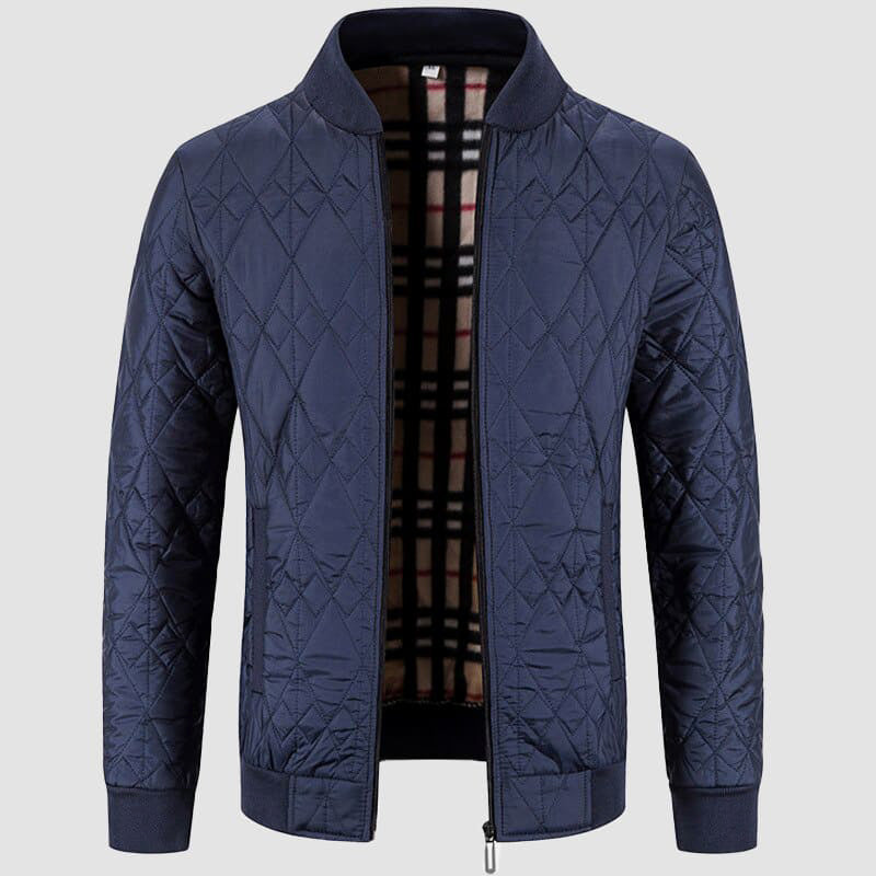 Diamond Quilted Bomber Collar Jacket