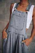 Women's Denim Overalls – Adjustable Straps – High Waist – Wide Leg Comfort