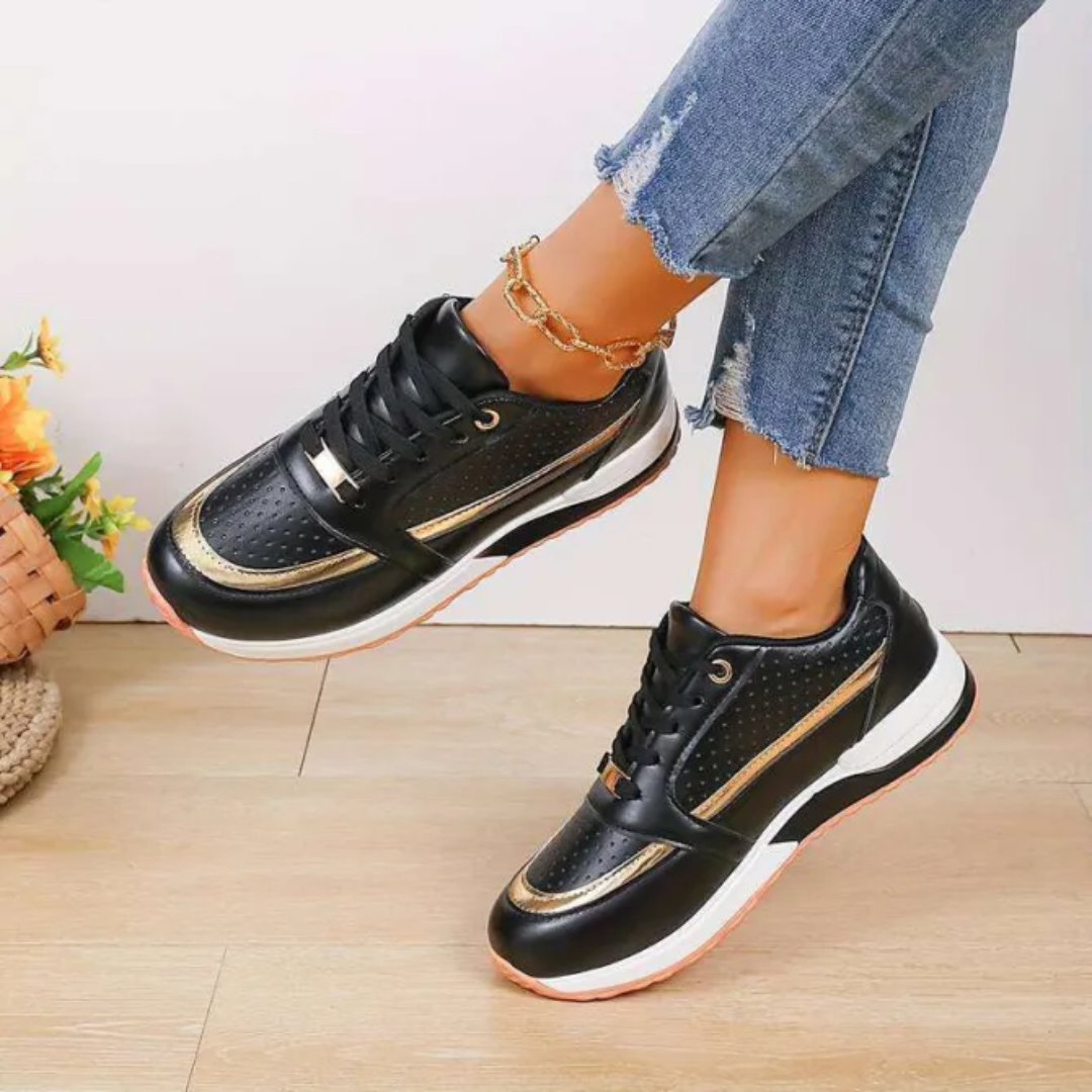 Amelia Leather Orthopedic Platform Sneakers | Lace-Up Low-Top Sneakers