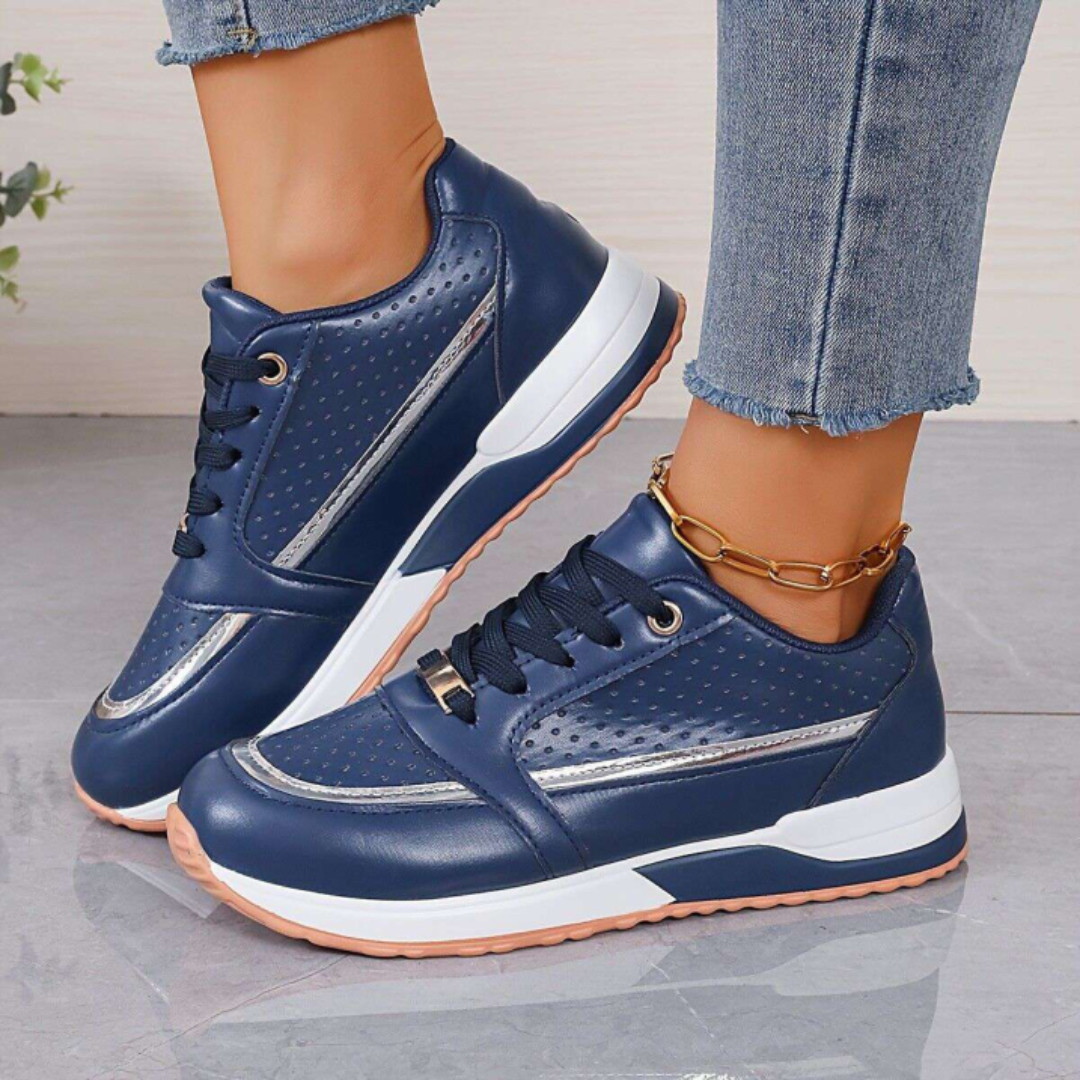 Amelia Leather Orthopedic Platform Sneakers | Lace-Up Low-Top Sneakers