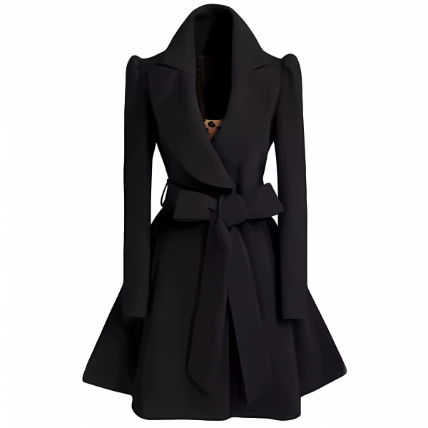 A-Line Belted Wool Blend Coat