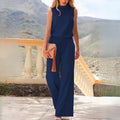 Women's Set - Sleeveless Top & Wide Pants - Lightweight Fabric - Elegant & Comfortable