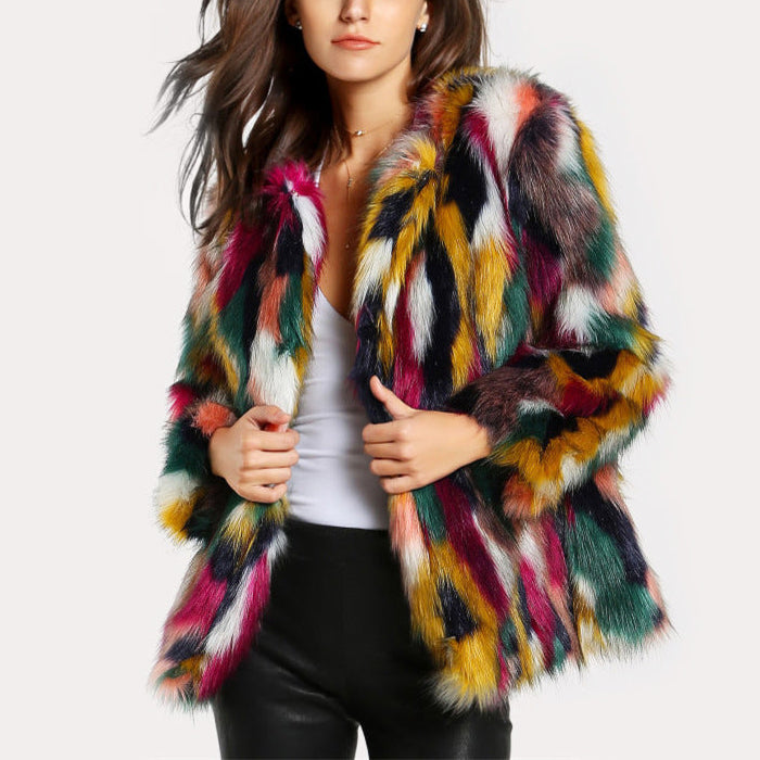 Oversized Faux Fur Open Front Coat