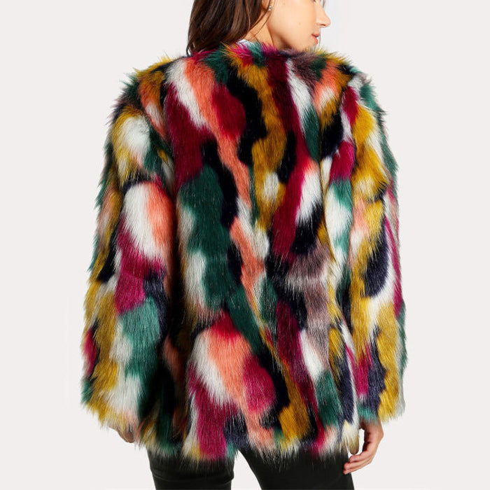 Oversized Faux Fur Open Front Coat