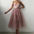 Women's Midi Dress - A-Line Fit - Elegant Tulle Skirt - Sweetheart Neckline