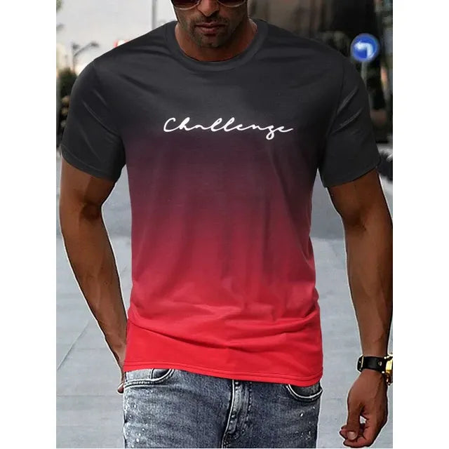 Breathable Slim Fit Gradient Design T-shirt