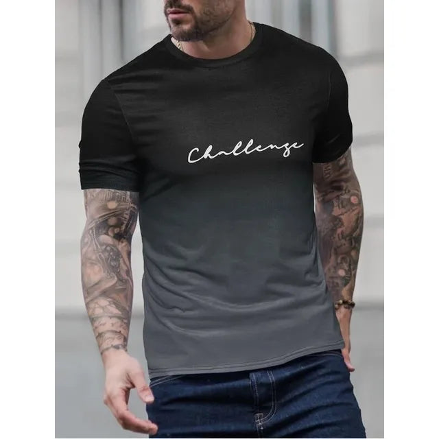 Breathable Slim Fit Gradient Design T-shirt