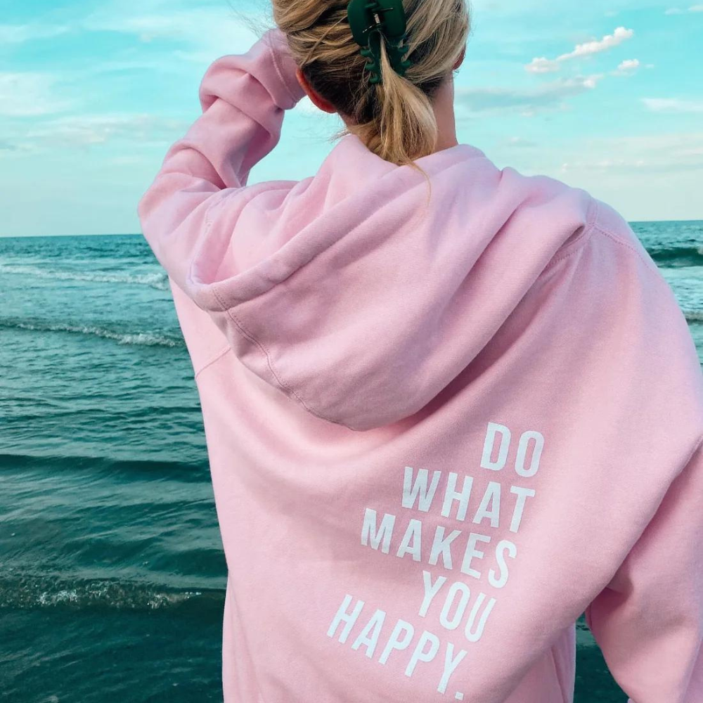 Printed Design Relaxed Fit Kangaroo Pocket Hoodie