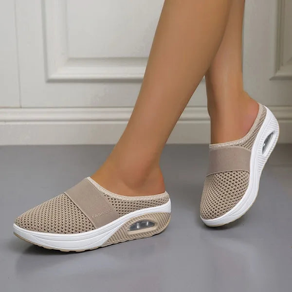 Women's Wedge Sandals – Breathable Mesh – Slip-On – Elastic Strap – Shock-Absorbing Sole