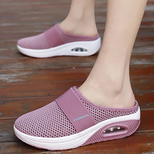 Women's Wedge Sandals – Breathable Mesh – Slip-On – Elastic Strap – Shock-Absorbing Sole