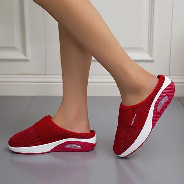 Women's Wedge Sandals – Breathable Mesh – Slip-On – Elastic Strap – Shock-Absorbing Sole
