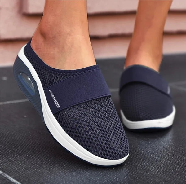 Women's Wedge Sandals – Breathable Mesh – Slip-On – Elastic Strap – Shock-Absorbing Sole