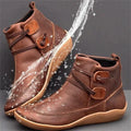 Women's Shoes Boots – Leather Mid-cut – Supportive Fit – Waterproof – Buckle Detail