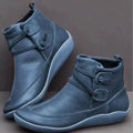 Women's Shoes Boots – Leather Mid-cut – Supportive Fit – Waterproof – Buckle Detail