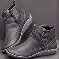 Women's Shoes Boots – Leather Mid-cut – Supportive Fit – Waterproof – Buckle Detail