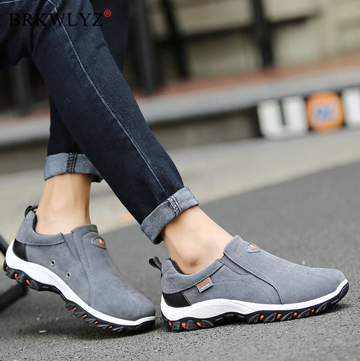 Herresko Slip-On - Ruskind Look - Komfortabel & Fleksibel - Grebssål til Hverdag