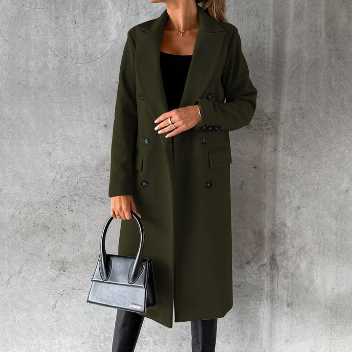 Wool Blend Double-Breasted Tailored Coat