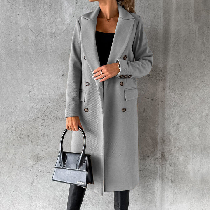Wool Blend Double-Breasted Tailored Coat