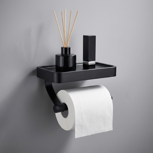 Minimalist Integrated Shelf Wall-Mounted Toilet Paper Holder