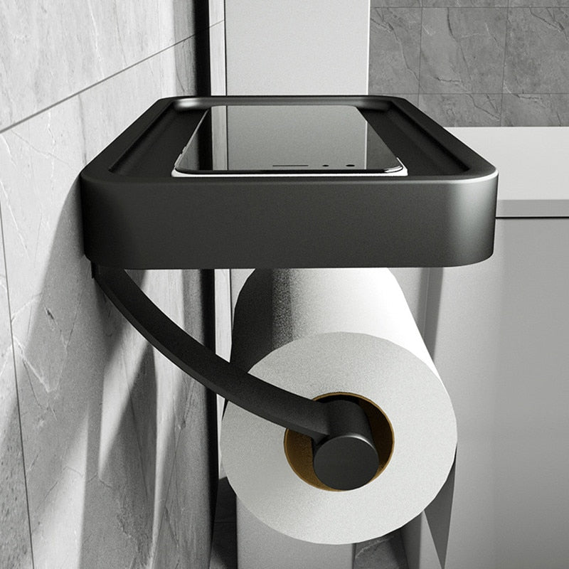 Minimalist Integrated Shelf Wall-Mounted Toilet Paper Holder