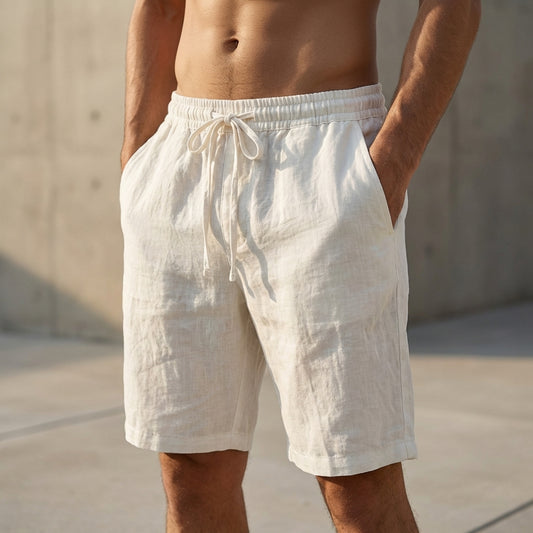 Relaxed Knee-Length Shorts with Drawstring Waist and Side Pockets