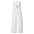 Women's Jumpsuit - Strapless - Waistband - Wide Leg Width - Elegant and Comfortable