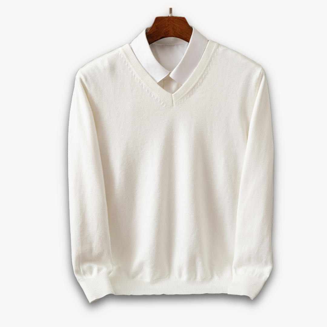 Men's V-neck Sweater – Slim Fit – Soft Knit Quality – Ribbed Edges – Versatile Style