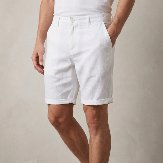 Tailored Linen-Blend Chino Shorts with Classic Cuffed Hem