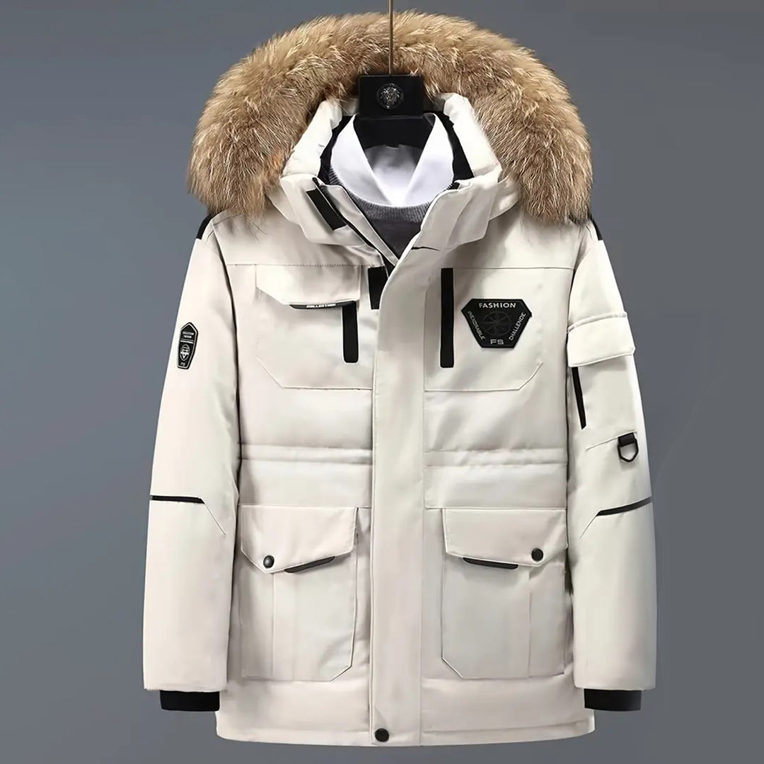 Windproof Faux Fur Trim Structured Parka Jacket