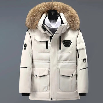 Windproof Faux Fur Trim Structured Parka Jacket